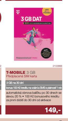 PEDPLACEN SIM KARTA TMOBILE 3 GB