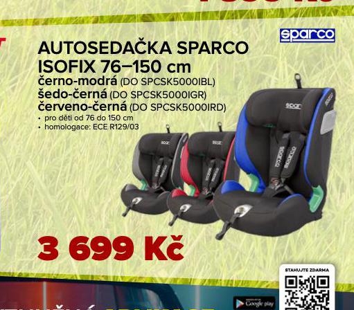 AUTOSEDAKA SPARCO ISOFIX 76-150 CM