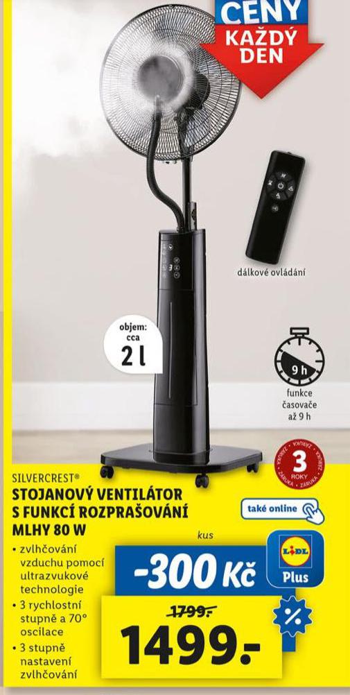 STOJANOV VENTILTOR S FUNKC ROZPRAOVN MLHY 80 W