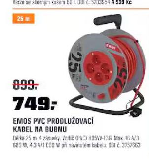 EMOS PVC PRODLUOVAC KABEL NA BUBNU