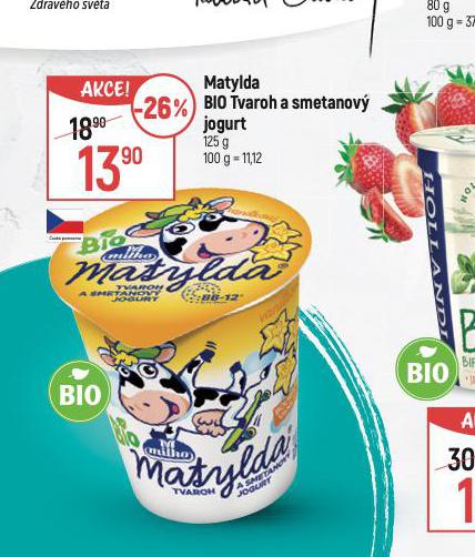 MATYLDA BIO TVAROH A SMETANOV JOGURT