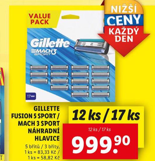 GILLETTE FUSSION 5 SPORT / MACH 3 SPORT NHRADN HLAVICE