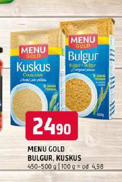 MENU GOLD BULGUR, KUSKUS