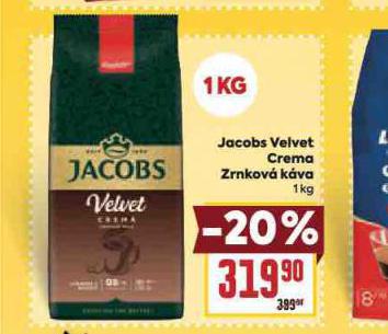 JACOBS VELVET CREMA ZRNKOV KVA