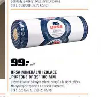 URSA MINERLN IZOLACE PUREONE DF 39 100 MM