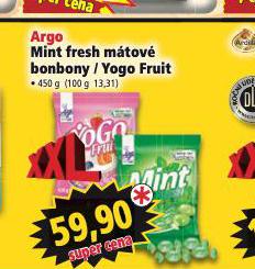 ARGO MINT FRESH MTOV BONBONY / YOGO FRUIT