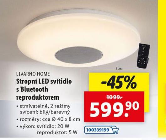 STROPN LED SVTIDLO S BLUETOOTH REPRODUKTOREM