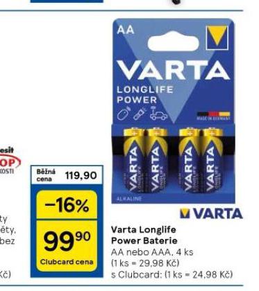 VARTA LONGLIFE POWER BATERIE