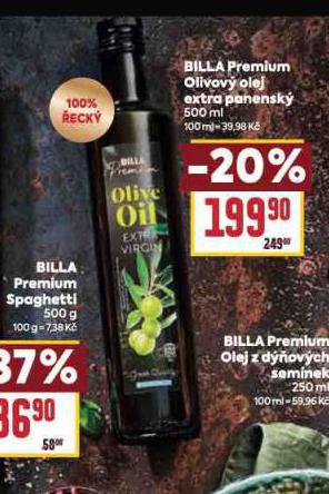 BILLA PREMIUM OLIVOV OLEJ EXTRA PANENSK