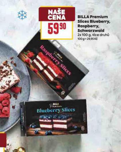 BILLA PREMIUM SLICES BLUEBERRY, RASPBERRY, SCHWARZWALD