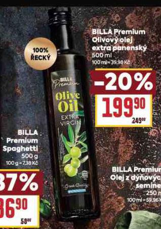 BILLA PREMIUM OLIVOV OLEJ EXTRA PANENSK