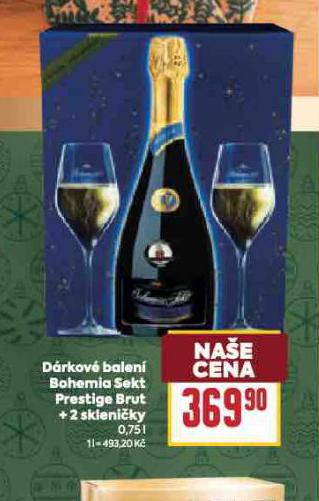 DRKOV BALEN BOHEMIA SEKT PRESTIGE BRUT + 2 SKLENIKY