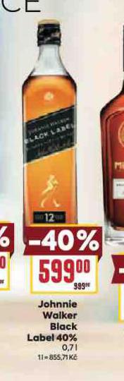 JOHNNIE WALKER BLACK LABEL 40%