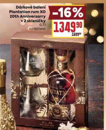 DRKOV BALEN PLANTATION RUM XO 20TH ANNIVERSARRY + 2 SKLENIKY