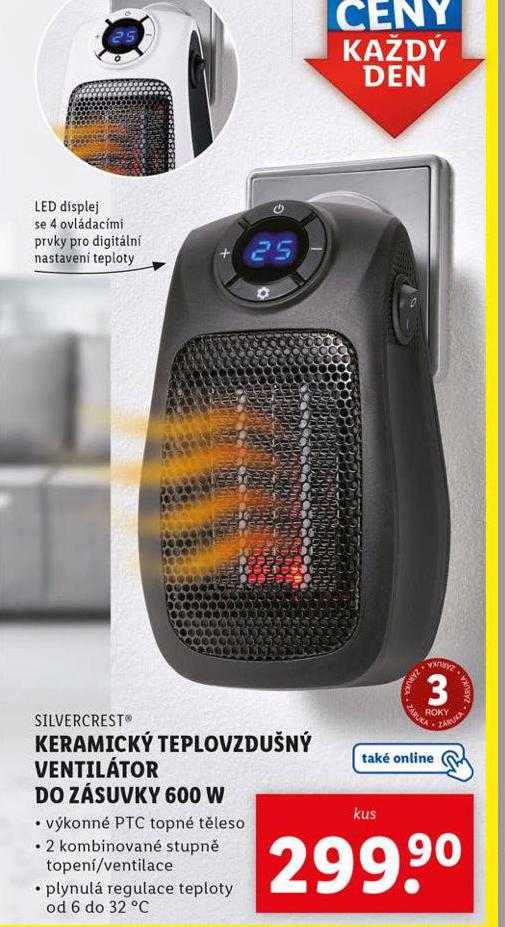 KERMICK TEPLOVZDUN VENTILTOR DO ZSUVKY 600 W