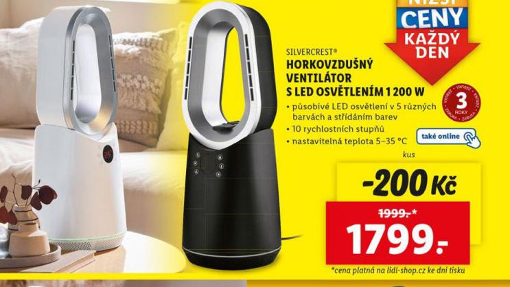 HORKOVZDUN VENTILTOR S LED OSVTLENM 1200 W