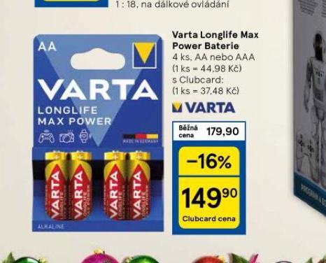 VARTA LONG LIFE MAX POWER BATERIE