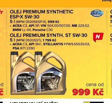 MOTOROV OLEJ PREMIUM SYNTHETIC ESP-X 5W-30