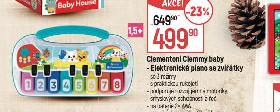 CLEMENTONI CLEMMY BABY  - ELEKTRONICK PIANO SE ZVTKY