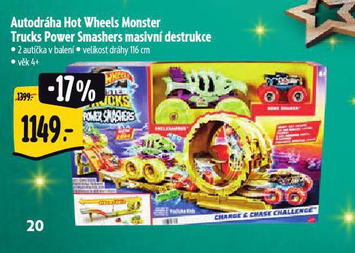 AUTODRHA HOT WHEELS MONSTER TRUCKS POWER SMARTHERS MASIVN DESTRUKCE