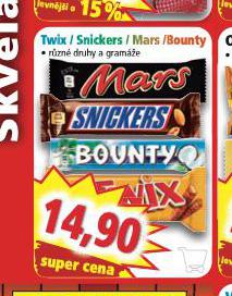 TWIX, SNICKERS, MARS, BOUNTY