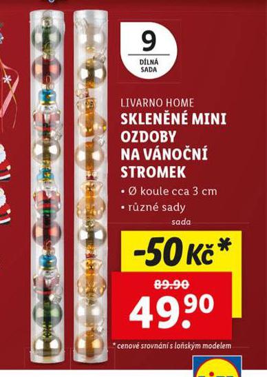 SKLENN MINI OZDOBY NA VNON STROMEK