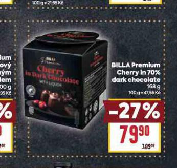 BILLA PREMIUM CHERRY IN 70% DARK CHOCOLATE