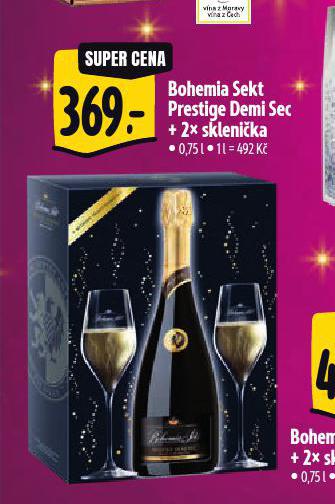 BOHEMIA SEKT PRESTIGE DEMI SEC + 2 SKLENIKY