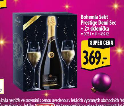 BOOHEMIA SEKT PRESTIGE DEMI SEC + 2 SKLENIKY