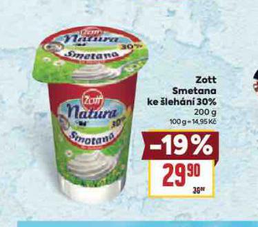 ZOTT SMETANA KE LEHN 30%