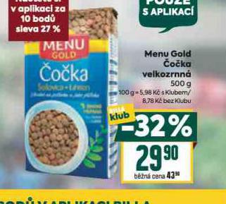 MENU GOLD OKA VELKOZRNN