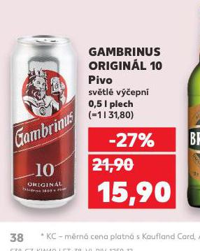 PIVO GAMBRINUS ORIGINL 10