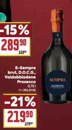 E-SEMPRE BRUT, D.O.C.G., VALDOBBIADENE PROSECCO