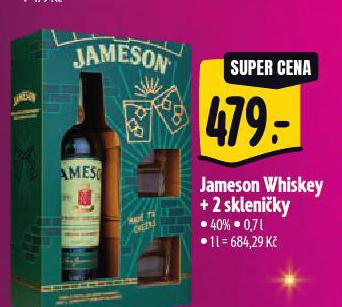 JAMEOSN WHISKEY + 2 SKLENIKY