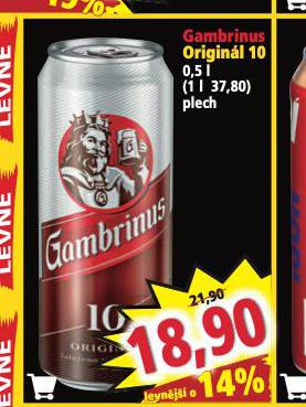 PIVO GAMBRINUS ORIGINL 10