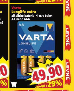 VARTA LONGLIFE EXTRA ALKALICK BATERIE