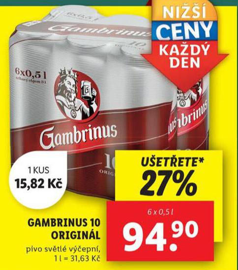 PIVO GAMBRINUS ORIGINL 10