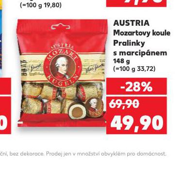 AUSTRIA MOZARTOVY KOULE PRALINKY S MARCIPNEM