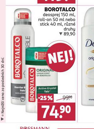 BOROTALCO DEOSPREJ, ROLL-ON, STICK