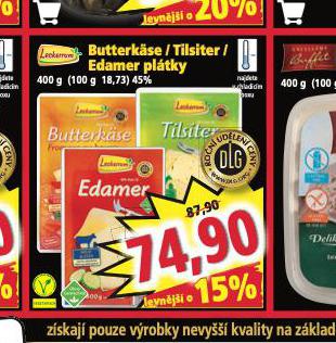 BUTTERKSE / TILSITER / EDAMER PLTKY