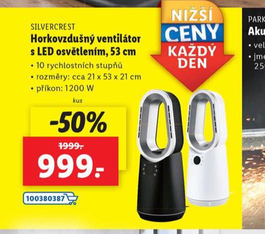 HORKOVZDUN VENTILTOR S LED OSVTLENM