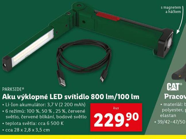 AKU VKLOPN LED SVTIDLO 800 lm / 100 lm