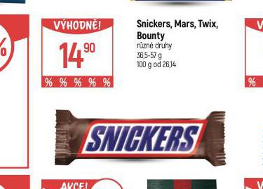 SNICKERS, MARS, TWIX, BOUNTY