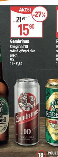 PIVO GAMBRINUS ORIGINL 10