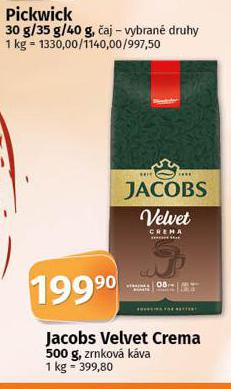 JACOBS VELVET CREMA ZRNKOV KVA