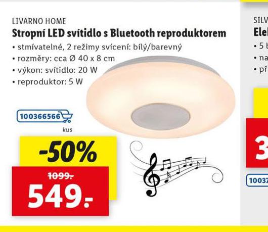 STROPN LED SVTIDLO S BLUETOOTH REPRODUKTOREM