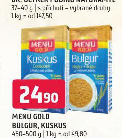 MENU GOLD BULGUR, KUSKUS