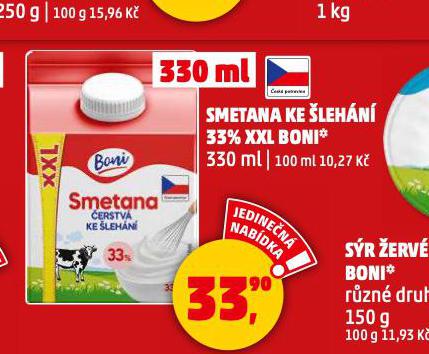 SMETANA KE LEHN 33% XXL BONI