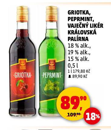 GRIOTKA PEPRMINT, VAJEN LIKR KRLOVSK PALRNA