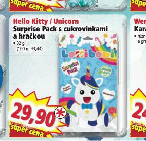 HELLO KITTY / UNICORN SUPER PACK S CUKROVINKAMI A HRAKOU